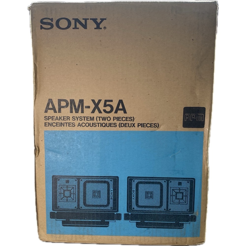 New Vintage Sony APM-X5A Speaker System Two Piece Black Japan NIB NOS